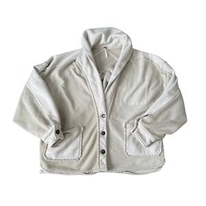 Free People Oversized Cardigan Cream Tan Shawl Collar Boho Loungewear Coastal S